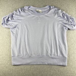 Heroine Sport Ruched Sweat Top Womens Medium M Purple‎ Round Neck Pima Cotton
